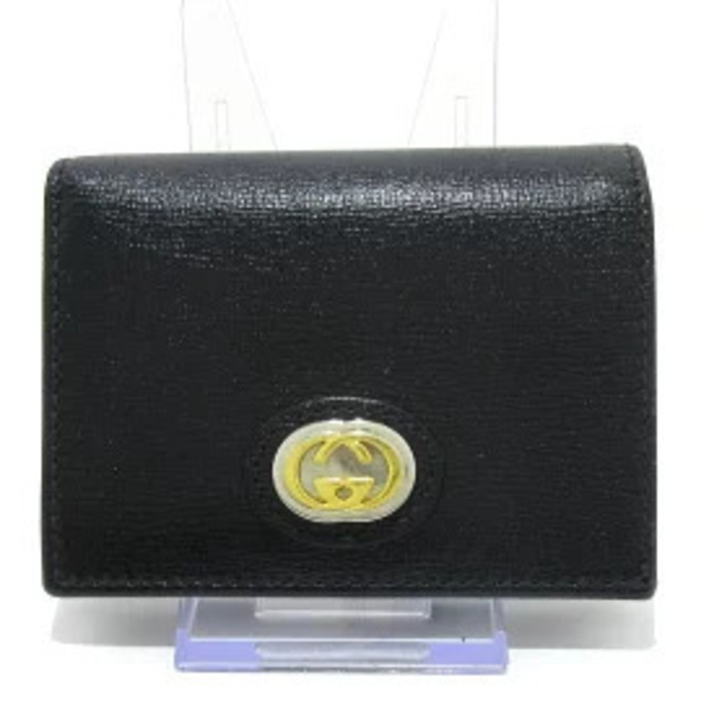 Gucci Interlocking G Marina Bi fold Wallet Black Leather